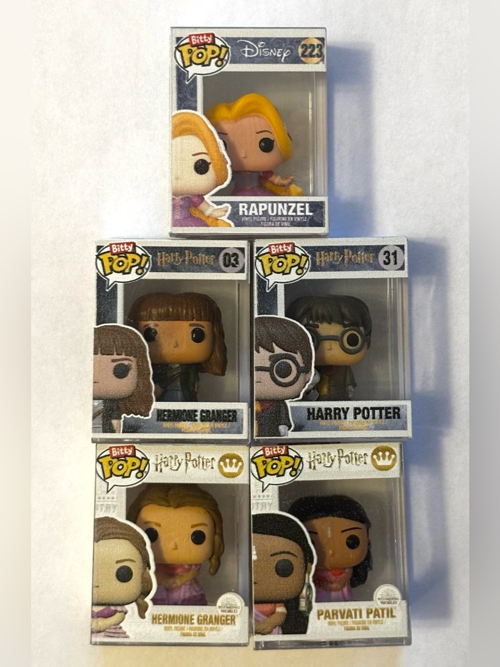 Funko Bitty Pop Lot 5 Harry Potter Hermione Parvati Disney Rapunzel Mini Figures